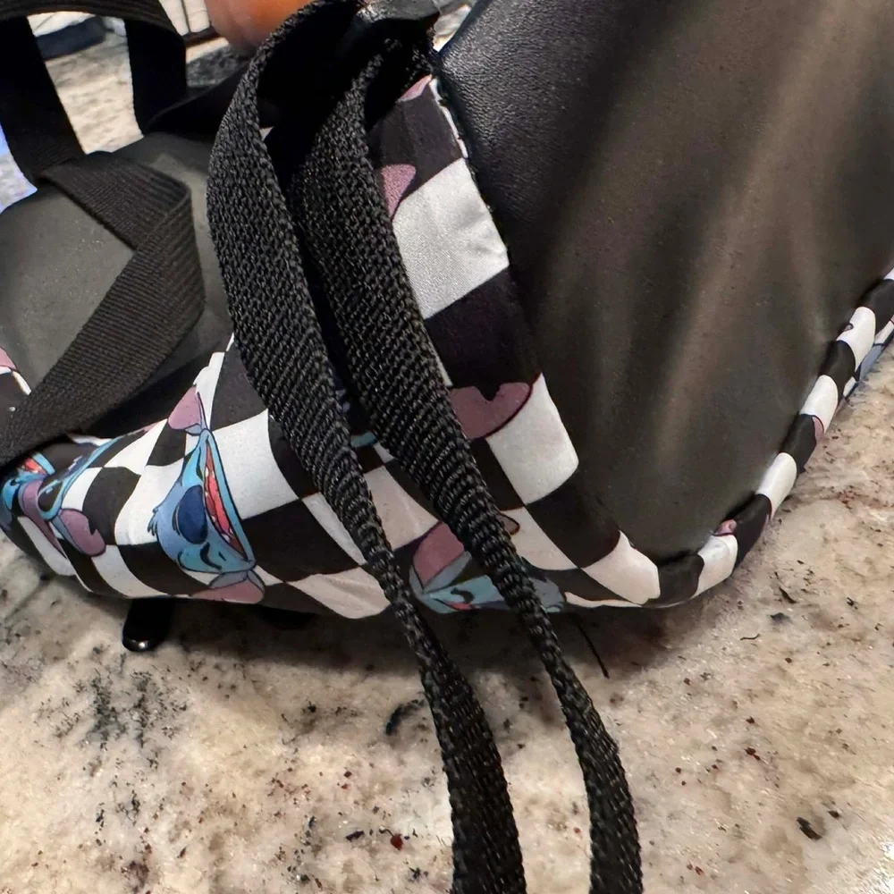 Disney stitch Checkered Backpack 10x11in like new